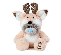Me to You Tatty Teddy Bear Wearing Reindeer Costume in a Gift Box - Official Collection, Blue,grey,red,white