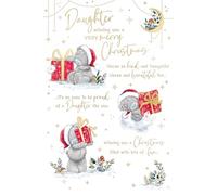 Me To You Tatty Teddy Beautiful Daughter Christmas Card With Paper Insert, Tatty Teddy With Gift 6x9ins - Official Collection
