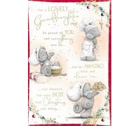 Me To You Tatty Teddy Christmas Card For A Lovely Granddaughter, With Tatty Teddy Bear Baking Mice Pies 15.2 x 22.8 cm - Official Collection