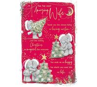 Me To You Tatty Teddy Christmas Card For The Most Amazing Wife, Cute Card With Illustrated Paper Insert 6x9ins- Official Collection
