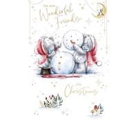 Me To You Tatty Teddy Christmas Card For Wonderful Friends, Tatty Teddy Bears With Snowman 6x9ins - Official Sketchbook Collection