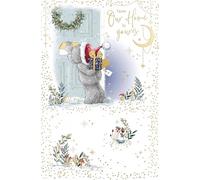 Me To You Tatty Teddy Christmas Card From Our House To Yours, Tatty Teddy Peeking Through Letterbox 5x8ins - Official Collection