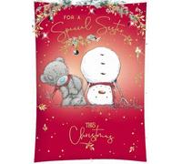 Me To You Tatty Teddy Christmas Card To A Special Sister, With Tatty Teddy Bear Next To A Snowman 12.2 x 17 cm - Official Collection