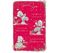 Me To You Tatty Teddy Christmas Card To A Special Son, Tatty Teddy With Snowballs 6x9ins - Official Collection