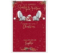 Me To You Tatty Teddy Christmas Card To Sister And Partner 6x9ins - Official Collection