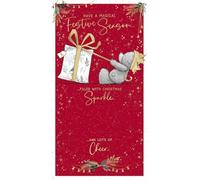 Me To You Tatty Teddy Christmas Card With Luxury Gold Foil Detail 5x9ins - Official Collection
