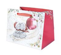Me To You Tatty Teddy Christmas Medium-Sized Gift Bag, With Large Bauble Gift Tag, Featuring Tatty Teddy Bears Sledging Through The Snow 22.9 x 19 cm - Official Collection