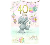 Me To You Tatty Teddy Cute 40th Birthday Card Bear Chasing Balloons - Official Collection 6 x 9