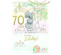Me To You Tatty Teddy Cute 70th Birthday Card, Bear With Lanterns - Official Collection 5 x 7