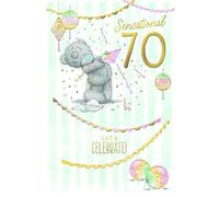 Me To You Tatty Teddy Cute 70th Birthday Card, Bear With Streamers - Official Collection 6 x 9