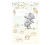 Me to You Tatty Teddy Cute Birthday Card For Daughter-In-Law, Bear With Party Streamers - Official Collection