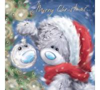 Me To You Tatty Teddy Cute Christmas Card, Tatty Teddy With Bauble Reflection 6x6ins - Softly Drawn Collection