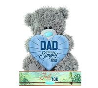 ME TO YOU Tatty Teddy Father's Day Bear Holding 'Dad You're Simply the Best' Heart - Official Collection FP701018, Grey, Blue, Navy Blue