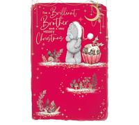 Me To You Tatty Teddy For a Brilliant Brother Christmas Card, Tatty Teddy With Xmas Pud 6x9ins - Official Collection