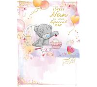 Me to You Tatty Teddy 'For My Lovely Nan' Bear With Cupcake Luxury Gold Foil Birthday Card, 6 X 9 Inches - Official Collection