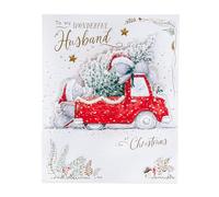 Me To You Tatty Teddy Luxury Boxed Handmade Christmas Card For A Wonderful Husband 8x10ins - Official Collection