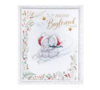 Me To You Tatty Teddy Luxury Boxed Handmade Christmas Card For Boyfriend, Tatty Teddy Bears On Sledge 8x10ins - Official Collection