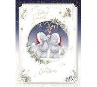 Me To You Tatty Teddy Luxury Boxed Handmade Christmas Card For Brilliant Fiancé, Tatty Teddy Bears In Snow 9x12ins - Official Collection