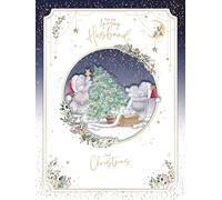 Me To You Tatty Teddy Luxury Handmade Boxed Christmas Card For An Amazing Husband, Tatty Teddy Bears With Tree 12x9ins - Official Collection