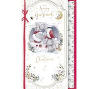 Me To You Tatty Teddy Luxury Handmade Christmas Card For An Amazing Girlfriend, Tatty Teddy Bears Sharing a Kiss 7x11ins - Official Collection