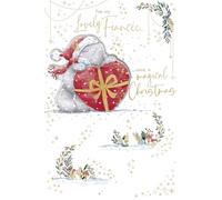 Me To You Tatty Teddy Luxury Handmade Christmas Card For Fiancée, Tatty Teddy With Gift 6x9ins - Official Collection