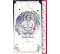 Me To You Tatty Teddy Luxury Handmade Christmas Card For Wonderful Boyfriend, Tatty Teddy Bears Under Lantern 7x11ins - Official Collection