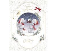 Me To You Tatty Teddy Luxury Large Boxed Handmade Christmas Card For Fabulous Girlfriend, Tatty Teddy Bears With Christmas Pudding 9x12ins - Official Collection