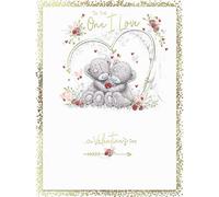 Me To You Tatty Teddy Luxury Valentine's Day Card, One I Love Bears Seated Holding Rose, 12 x 9 Inches - Official Collection