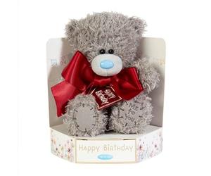 Me To You Tatty Teddy Plush 15cm-High Birthday Bear With Satin Bow On Luxury Gift Plinth - Official Collection, Grey