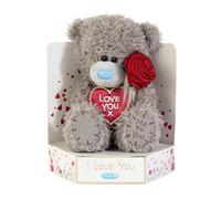 Me to You Tatty Teddy Plush 15cm-High I Love You Bear With Rose On Luxury Gift Plinth - Official Collection