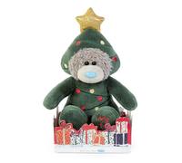 Me to You Tatty Teddy Plush Bear Dressed As Christmas Tree 13cm-High Bear On Gift Plinth - Official Christmas Plush Collection