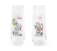 Me to You Tatty Teddy Stemless Wine Glasses for Fabulous Friend - Official Collection, White, Grey, Red