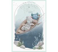 Me to You Tatty Teddy To My Husband Father's Day Greeting Card, Tatty Teddy Bear Paddling In Canoe, 6x9 Inches - Official Collection
