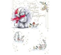 Me To You Tatty Teddy To The Best Brother Christmas Card, Tatty Teddy In Santa Hat 5x7ins - Official Collection