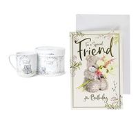 Me To You Tatty Teddy 'True Friend' Mug in a Gift Box - Official Collection,White & Special Friend Birthday Card, Size:6x9