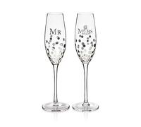 Me to You Tatty Teddy Wedding Champagne Glasses in a Gift Box - Official Collection, Blue,grey,silver