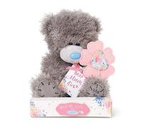 Me to You Tatty Teddy with Embroidered Flower and 'Best Mum Ever' Gift Tag - Official Collection, Blue,grey,pink