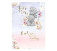 Me To You Thank You Card Tatty Teddy With Flower - Official Collection