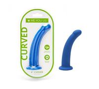 Me You Us 6 Inch Curved Silicone Dildo - Blue Strap-On Compatible Pegging Toy - Smooth Body-Safe Design for G-Spot & P-Spot Stimulation
