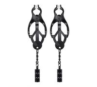 Me You Us Clover Nipple Clamps - Weighted Steel Nipple Clamps with Rubber Tips, Adjustable Pressure BDSM Nipple Toys for Sensation & Fetish Play - Black