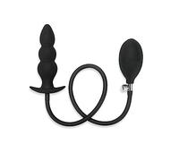 Me You Us Inflatable Anal Beaded Plug - Soft Silicone with Quick Release Valve - Black Butt Plug Inflator
