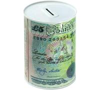 MEA Pound Notes Design Money/Cash Box Tin £5, £10, £20, £50 GBP | Savings Cash Tin for Kids & Adults | Piggy Bank with UK Banknote Print | Multicolour & Size Cash Storage (£5 Design, Small)
