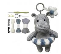 MEACHEAL Hippo Amigurumi Crochet Kit with Step-by-Step Video Tutorial | Keychain Accessory, Includes Crochet Hook, Yarn & Notions Included, Beginner Friendly, DIY Craft Kit