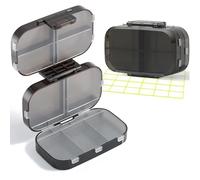 MEACOLIA Pill Organizer, 9 Compartments Folding Travel Pill Case with Large Capacity, Daily Pill Box Small Pill Container for Vitamin, Cod Liver Oil,Supplements (Black)