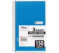 Mead, 06900, Spiral Notebook, 3 Subjects, Medium/College Rule, Assorted Color Covers, 9.5 x 5.5, 150 Sheets, Sold As 1 Notebook