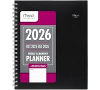 Mead 2026 Planner, Weekly & Monthly, 15-Month, 8-1/2" x 11", Large, Basic, Black (CRW6200526)