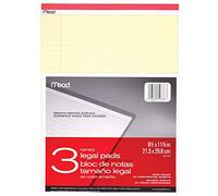Mead Canary Legal Pads, 8.5 X 11 Inches, 3 Pack, 50 Sheets (59386)