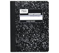 Mead Composition Book, Wide Ruled Comp Book, Writing Journal Notebook with Lined Paper, Home School Supplies for College Students & K-12, 9-3/4" x 7-1/2", 100 Sheets, Black Marble (09910)