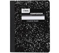 Mead Composition Notebook, College Ruled Paper, 9-3/4" x 7-1/2", 100 Sheets, Black Marble (09932)