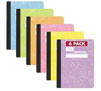 Mead Composition Notebook, Wide Ruled 7.5" x 9.75" Paper, 100 Sheets, Assorted Colors, 6 Pack (950154)